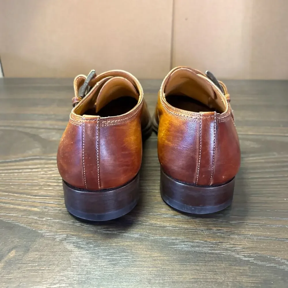 MAGNANNI Lennon Single Monk Strap Dress Shoes 8.5 Brown Leather 21447 Spain